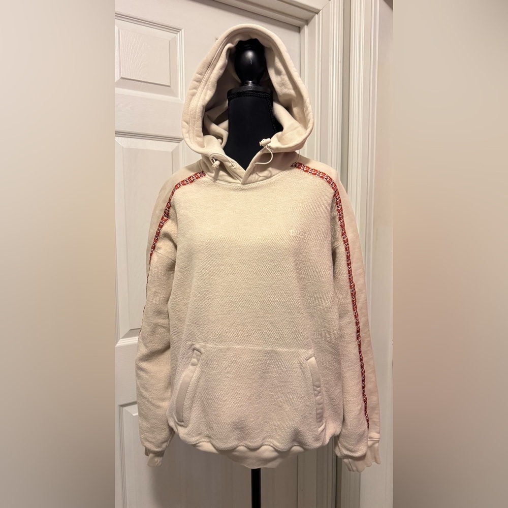 Levi's Cream Hoodie with Red Accents